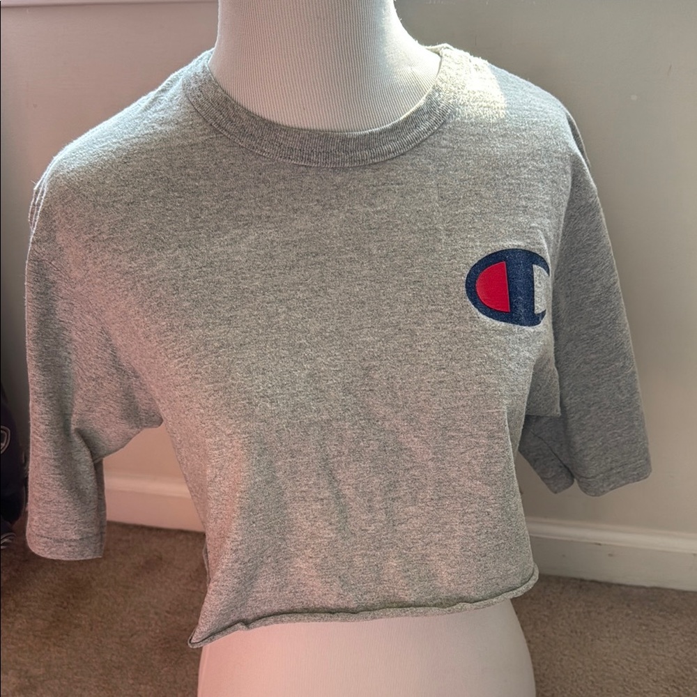 Champion Heather Gray Short Sleeve Cropped  Tee Size S